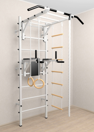 Шведская стенка с турником рукоходом, брусьями и детским навесным для дома к стене    "Рукоход"