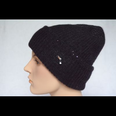 Черная шапка с отворотом в полоску Vizio Италия 6939 CRY  фото