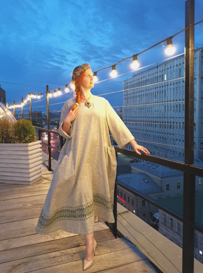 Платье ткачество "Болотное"