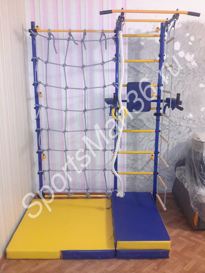 ДСК Юный Атлет модель "Пристенный с стойкой-сеткой", брусья откидные, мат 2х1х0,1 м