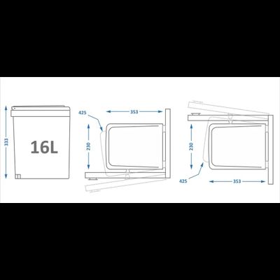 Ведро для мусора ALBIO навесное прямоугольное, нержавеющая сталь 16 л