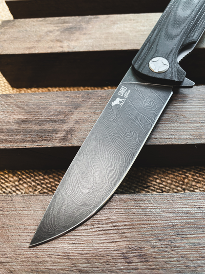 Складной нож Чиж NEXT дамаск, рукоять G10, цвет черный