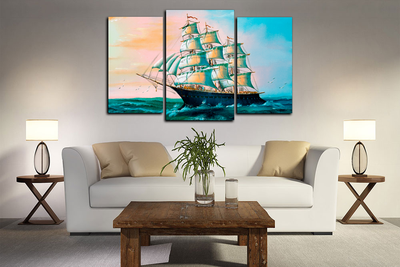 Модульная картина "Корабль в море"