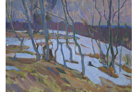 «Пейзаж с голубым снегом», 1966 г., картон, темпера, 50х70