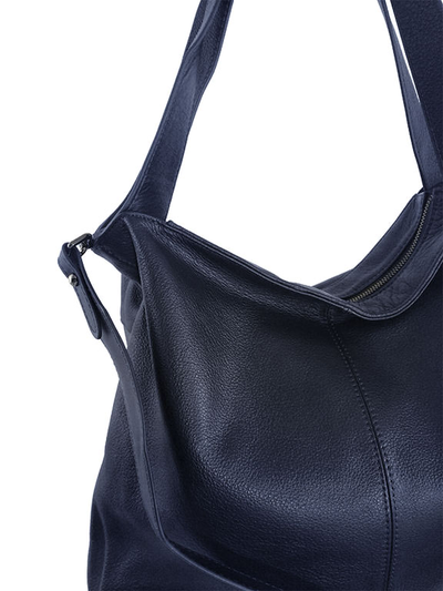 (АРТИКУЛ: 9728/82) СУМКА БОЛЬШАЯ, КОЖАНАЯ, ТЕМНО-СИНЯЯ, ДВЕ РУЧКИ И РЕМЕНЬ ЧЕРЕЗ ПЛЕЧО