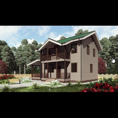 Двухэтажный каркасный дом с тремя спальнями 145м² (SK67)