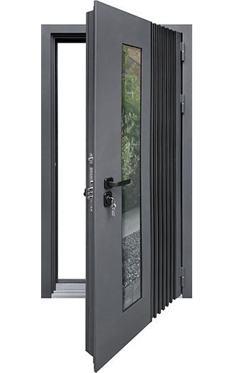 Дверь металлическая "RX-17 Термо, цвет Муар ral 7016, панель - rx-17 цвет ПВХ Белая матовая