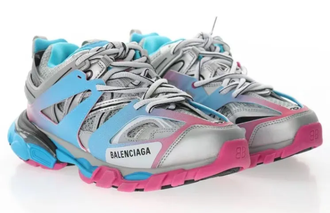 Balenciaga Track Trainers Blue Pink Grey