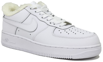 Nike Air Force 1 Low All White с мехом