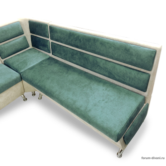 Кухонный Угловой диван "ФОРУМ-1МС", Зеленый/Слоновая кость, Левый