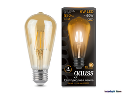 Gauss LED Filament ST64 Golden 6w 824 E27