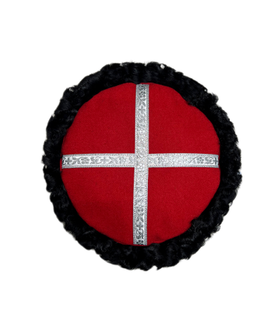 Кубанка из Черного каракуля 10см - Красный верх