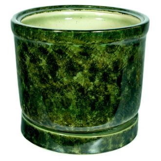 Зеленый напольный керамический цветочный горшок диаметр 35 см 19 л глянцевый