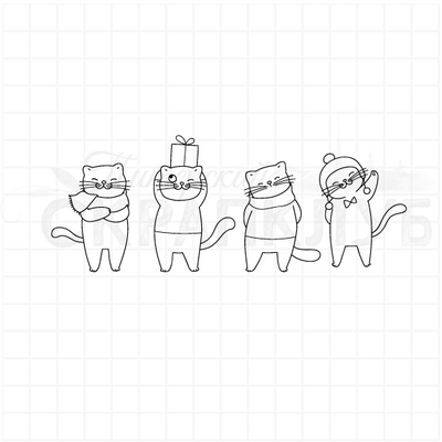 ФП штамп "Котики в теплой одежде"