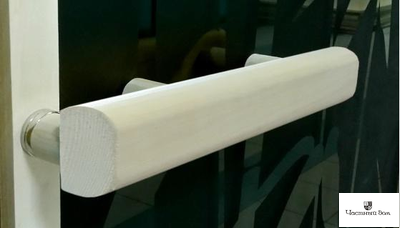 Дверь стеклянная для бани и сауны "Мишки" Бронза матовая 8мм Ольха 1900*700