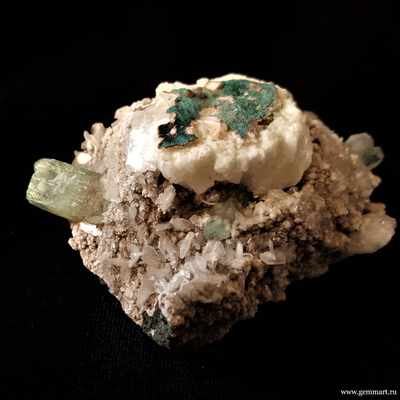 Апофиллит, кристаллы со следами растворения и стильбит на породе 75*60*40мм.