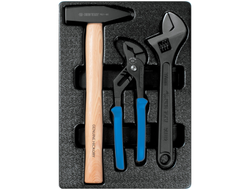 Набор переставные клещи, разводной ключ и молоток, ложемент, 3 предмета KING TONY 9-90103PP02