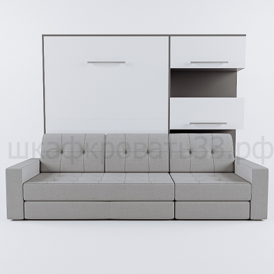 Шкаф-кровать с диваном оттоманка "Сицилия" 160х200 закрытый стеллаж