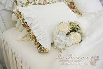 Постельное белье в цвете шампань винтажная роза, сатин