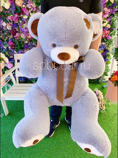 Большой плюшевый мишка 150 см серый Тони