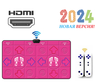 Беспроводной танцевальный коврик для двоих INTOUCH PINK 64бит HDMI + 250 игр, русское меню Арт.ТК085