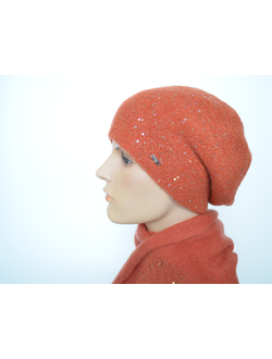 Vizio берет и шарф Италия 1350 терракотового цвета vizionshop