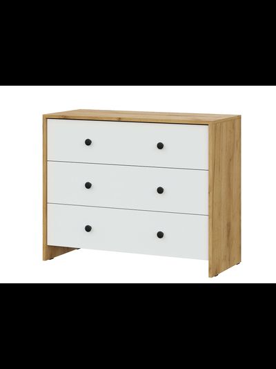 Дольче комод 3 ящика Дуб золотой/Белый