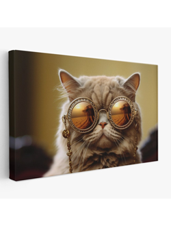 Печатная картина на деревянном подрамнике, Серия Стильные кошечки Арт.1-220