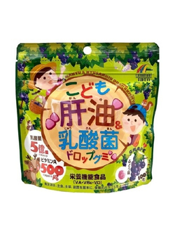 Unimat Riken Children's Oil Liver & Lactic Acid Bacteria  Витаминный комплекс с лактобактериями с 3 лет , 100 шт