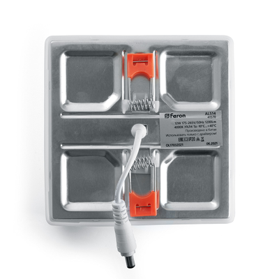 Светильник встраиваемый Feron даунлайт под любое отверстие 6W(600Lm) 4000K 4K квадрат 90x90x20 AL514 41569