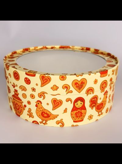 Коробка круглая для зефира, печенья с/о ("Сладкая матрешка"), Д200*70мм