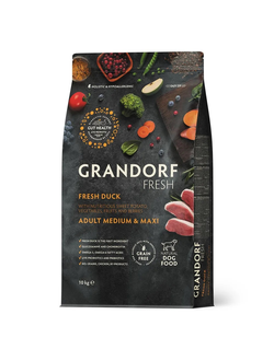 Grandorf Fresh сухой корм для собак средних и крупных пород с уткой и бататом, 10 кг