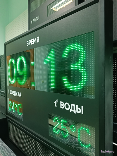 Табло с температурой воздуха и воды 730*1010мм (зеленый)