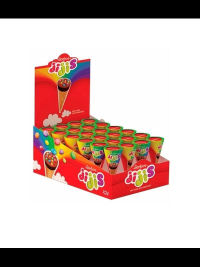 МИНИ-РОЖКИ "ЖИЖИС" С КАКАО-СОДЕРЖАЩЕЙ НАЧИНКОЙ "ЦВЕТНОЕ ДРАЖЕ И ВОЗДУШНЫЕ ЗЕРНА" 480г.