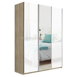 ЕН063 Шкаф-купе "Прайм"-1800 (белое стекло/зеркало). Размер: 1800х2300х570.