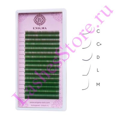 Ресницы цветные ENIGMA «GREEN» - MIX (16 линий)