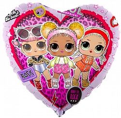Шар (18&#039;&#039;/46 см) Сердце, Кукла, Стильные подружки, Розовый, 1 шт.