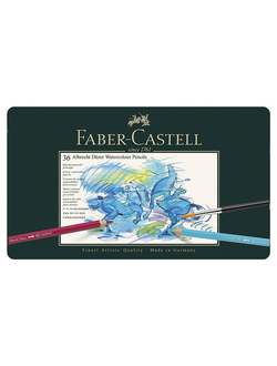 Карандаши цветные акварельные художественные FABER-CASTELL "Albrecht Durer", 36 цветов, металлическая коробка, 117536