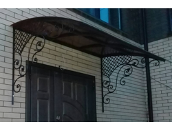 Козырек кованый с перилами фото - Арт 011