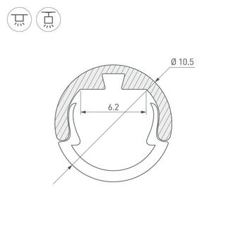 Профиль KLUS ROUND-D10.5-2000 ANOD BLACK (ARL, Алюминий)