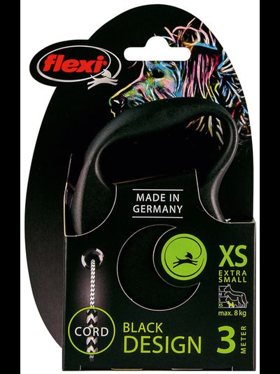 Flexi рулетка Black Design XS (до 8 кг) 3 м трос черный/серебро