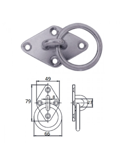 Планка ромб с кольцом 8 мм AISI304