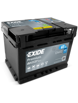 АККУМУЛЯТОР АВТОМОБИЛЬНЫЙ EXIDE PREMIUM EA612 R+ 61Ah 600А (En)
