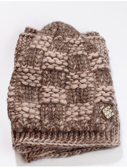 Екатеринбург. Комплект шапка и снуд "Мохер-шахматы"  11457 кофе