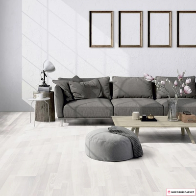 Паркетная доска PolarWood Classic Ясень Рикотта Белый купить в интернет-магазине mirovoy-parquet.ru