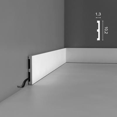 Плинтус ORAC Decor SX163, дюрополимерный, влагостойкий, ударопрочный, под покраску, длина 2 метра