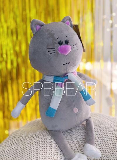 Плюшевый кот 40 см серый Томас