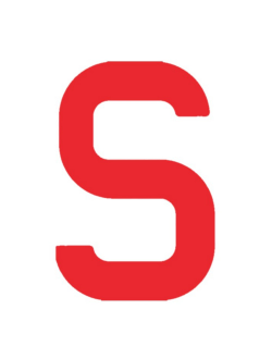 Регистрационная буква "S" из самоклеящейся ткани Bainbridge SL300RDS 300 мм красная, 2 штуки