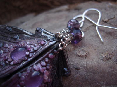 Волшебные серьги с аметистом "Крылышки Причудливой Феи"