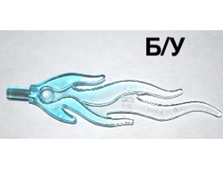 ! Б/У - Wave Rounded Straight Large with Bar End Flame with Marbled Trans-Clear Pattern, Trans-Light Blue (85959pb05 / 6055858 / 6163984) - Б/У